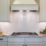 3x6 Gloss White Ceramic Tile- Herringbone Pattern